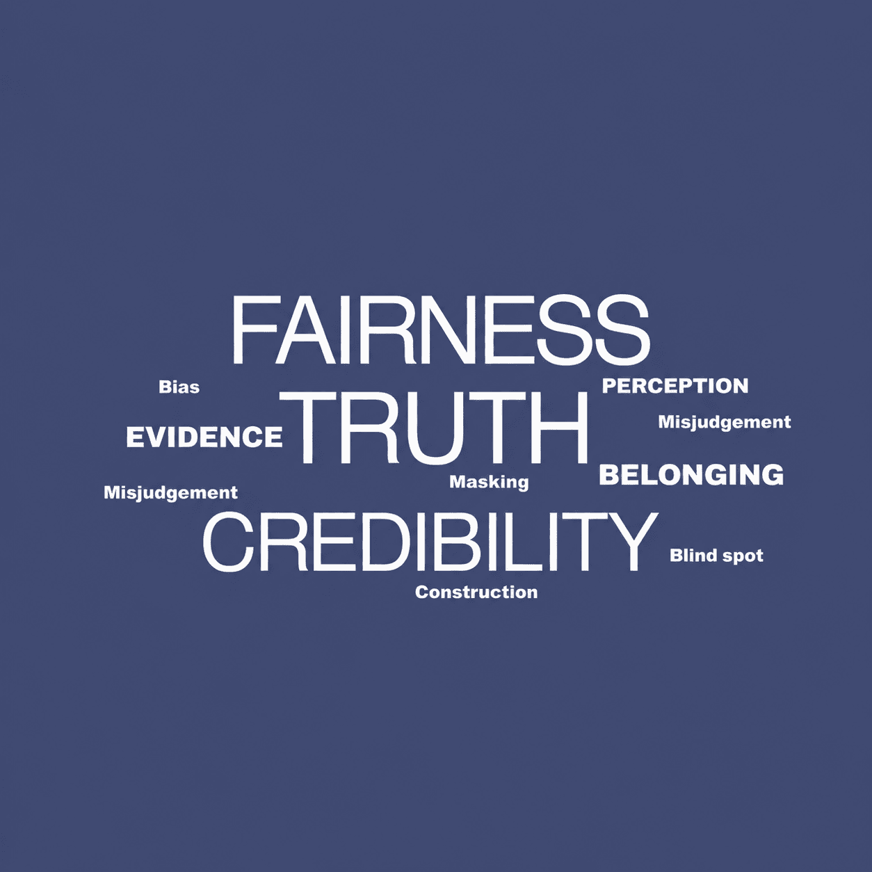 Fairness, truth, credibility word cloud